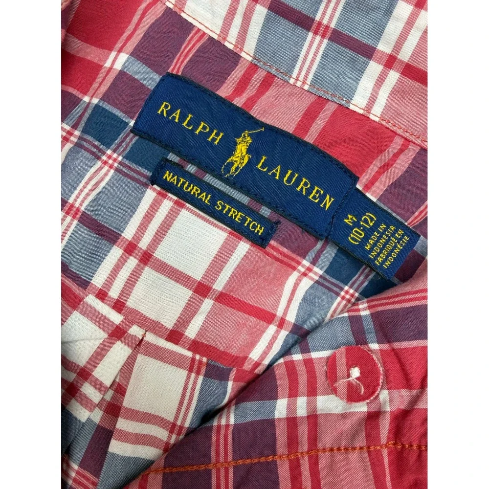 Ralph Lauren Kids Plaid Button Down Shirt Size M‎ (10-12) Red Blue